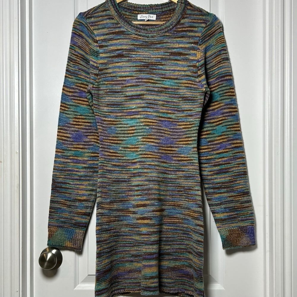 Emory Park Space Dye Marled Knit Multicolor Sweater Dress Indie Sleaze 70s Style